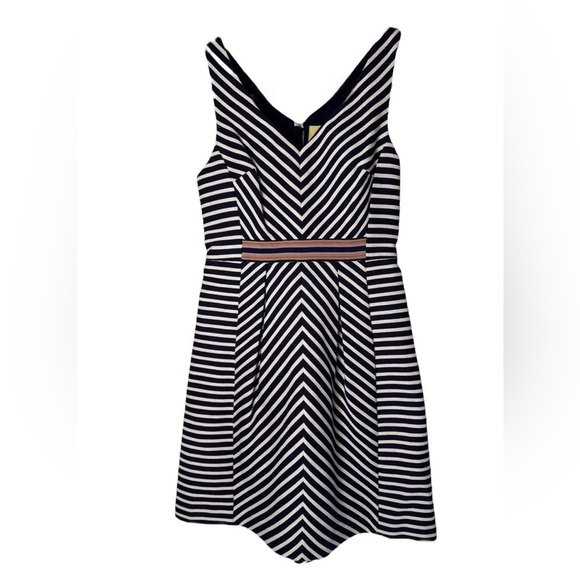 Anthropologie Maeve women’s Navy and White Size 2 Fit-And-Flare Midi Dress - Picture 2 of 3